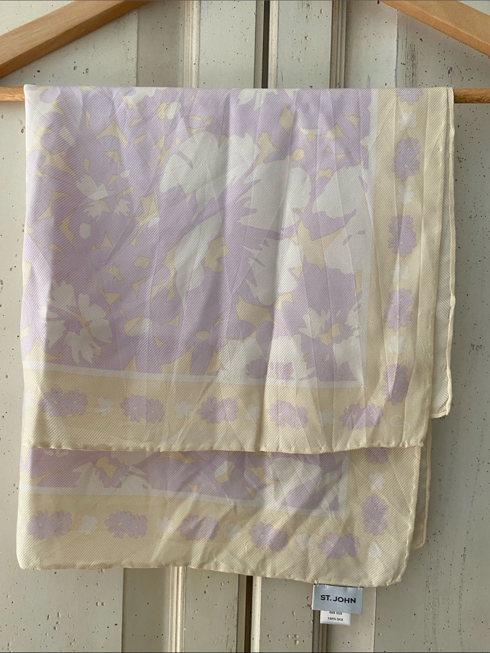 St. John Lavender and Cream Floral scarf